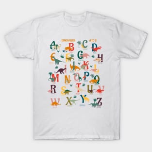 Dinosaurs A to Z- Rainbow Dinos Chart T-Shirt